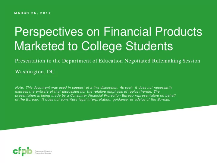 perspectives on financial products marketed to college