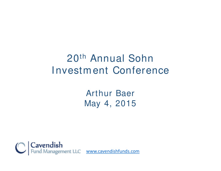 20 th annual sohn investment conference