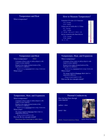 Temperature and Heat  How to Measure Temperature?  What is temperature?  Fahrenheit (US)