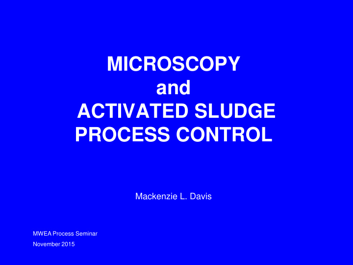 microscopy and activated sludge process control