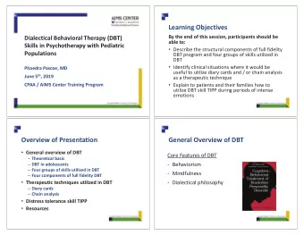 Learning  Objectives  By  the  end  of  this  session,  participants