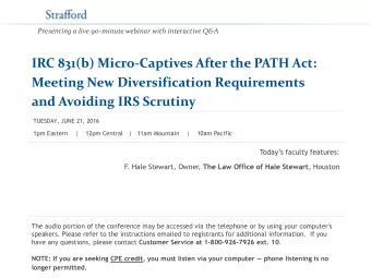 IRC 831(b) Micro-Captives After the PATH Act:  Meeting New Diversification Requirements and