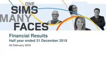 Financial Results  Half year ended 31 December 2018  20 February 2019  Disclaimer  The material