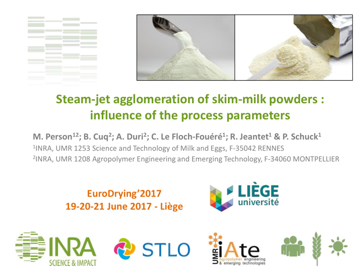 steam jet agglomeration of skim milk powders influence of