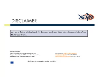 DISCLAIMER  1  Any use or further distribution of this document is only permitted with written