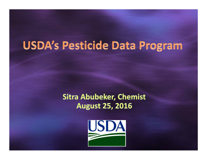 national pesticide residue program pdp samples and tests