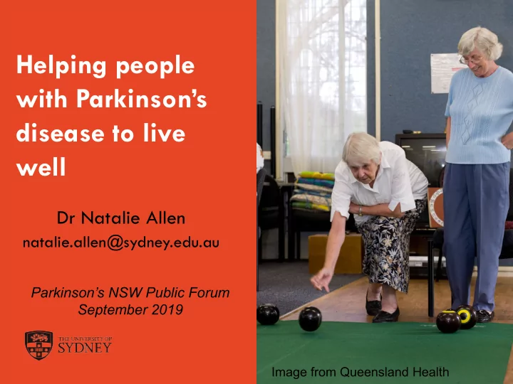 helping people with parkinson s disease to live well