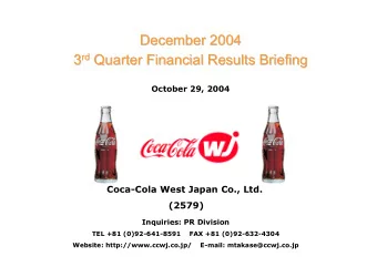 December 2004  December 2004 rd Quarter Financial Results Briefing 3 rd  Quarter Financial Results