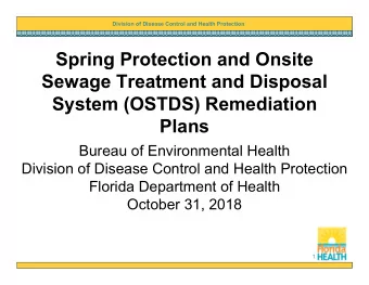 Spring Protection and Onsite  Sewage Treatment and Disposal  System (OSTDS) Remediation  Plans
