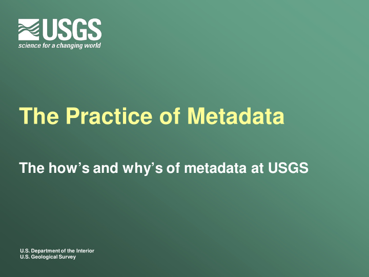 the practice of metadata
