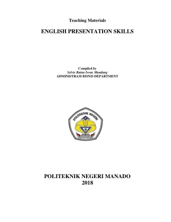 POLITEKNIK NEGERI MANADO  2018  Table of Content  THE TITLE  FOREWORDS  page  ii  Table of Content