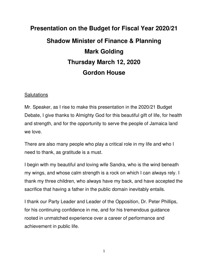 presentation on the budget for fiscal year 2020 21 shadow