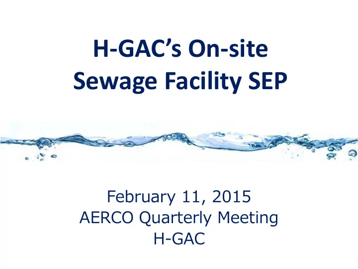 sewage facility sep