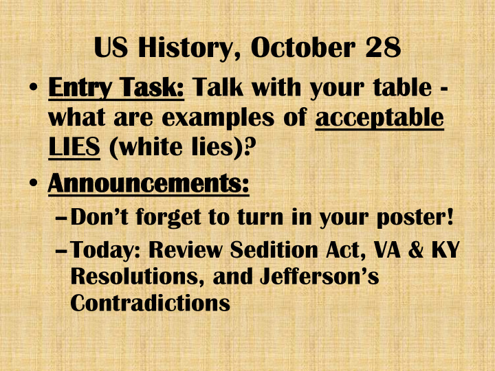 us history october 28