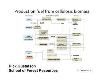 Production fuel from cellulosic biomass  Ri k G  Rick Gustafson  t f  School of Forest Resources