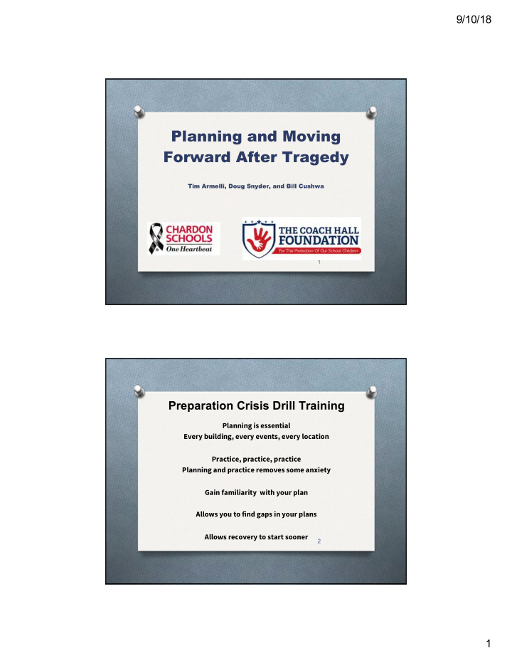 planning and moving forward after tragedy