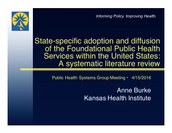 State-specific adoption and diffusion  of the Foundational Public Health  Services within the