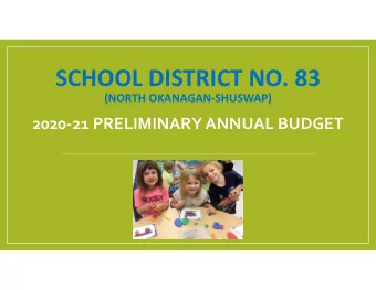 SCHOOL DISTRICT NO. 83 (NORTH OKANAGAN  SHUSWAP) 2020  21 PRELIMINARY ANNUAL BUDGET Annual