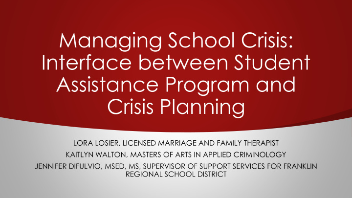 managing school crisis