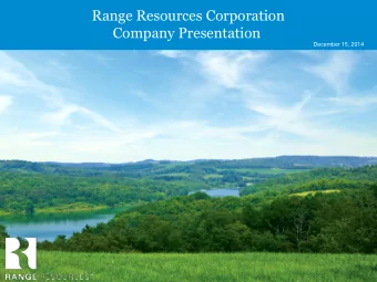 Company Presentation  December 15, 2014  1  Forward-Looking Statements Certain statements and