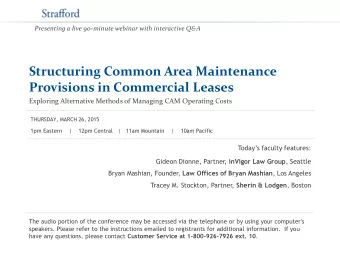 Provisions in Commercial Leases  Exploring Alternative Methods of Managing CAM Operating Costs