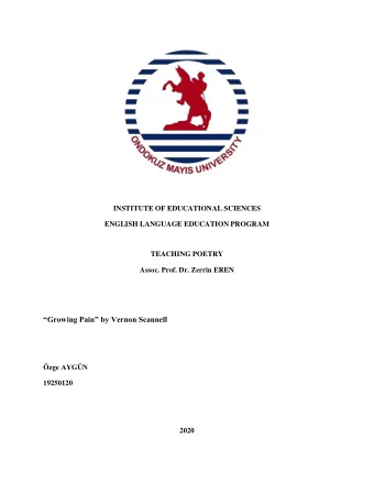 Growing Pain by Vernon Scannell zge AYGN  19250120  2020 Vernon Scannell (1922-2007)