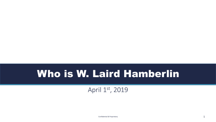 who is w laird hamberlin