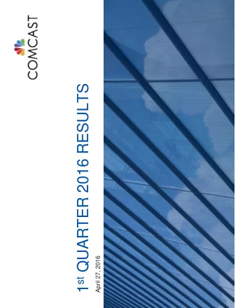 1 st QUARTER 2016 RESULTS  April 27, 2016  Safe Harbor  Caution Concerning Forward-Looking