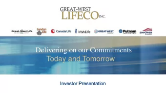 Delivering on our Commitments  Today and Tomorrow  Inve  vest  stor  or Pr  Presen  entat  tatio