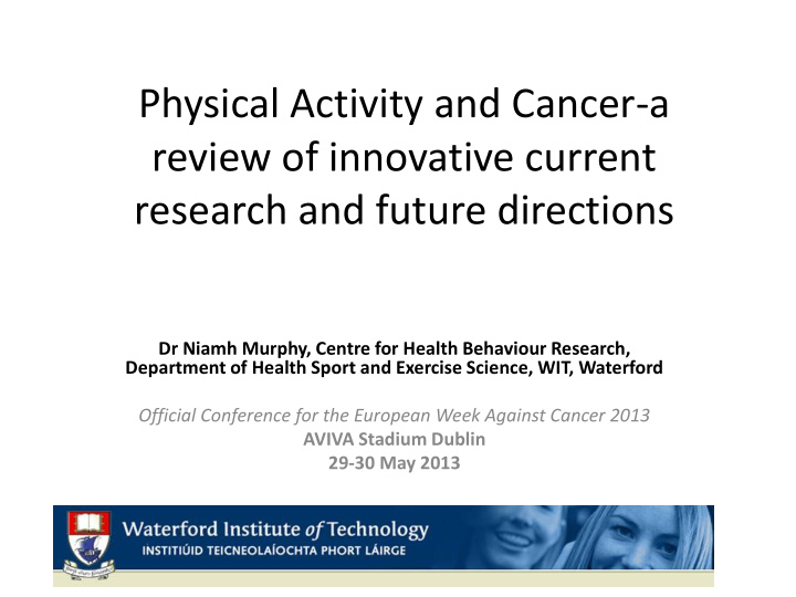 physical activity and cancer a review of innovative