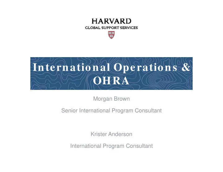 international operations amp ohra