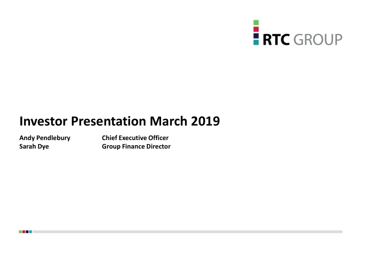 investor presentation march 2019