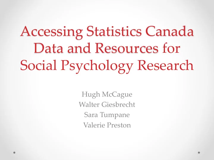 data and resources for