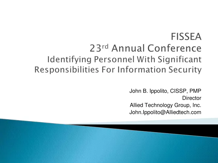 john b ippolito cissp pmp director allied technology