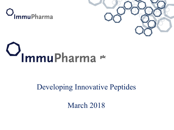 developing innovative peptides march 2018 disclaimer