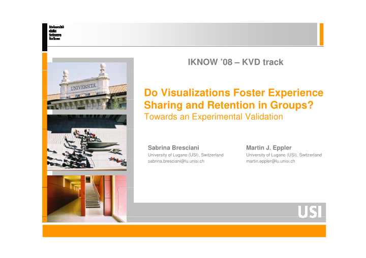 do visualizations foster experience sharing and retention