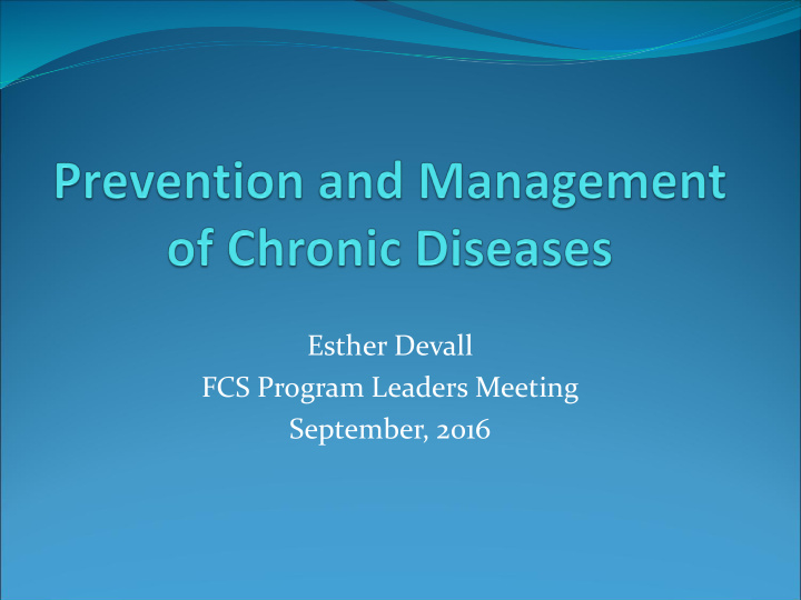 september 2016 prevalence of chronic diseases