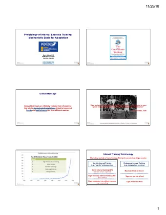 11/25/18  Physiology of Interval Exercise Training:  Mechanistic Basis for Adaptation  Martin