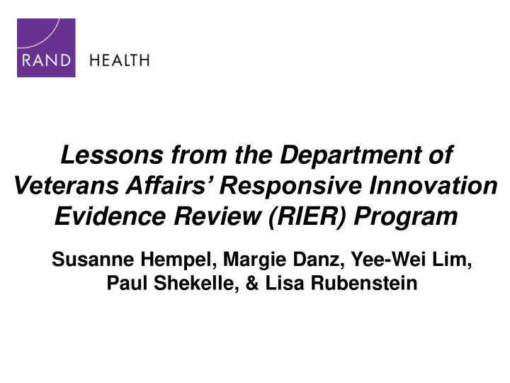 veterans affairs responsive innovation