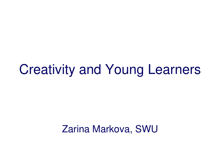 creativity and young learners