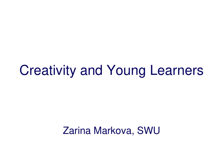 creativity and young learners