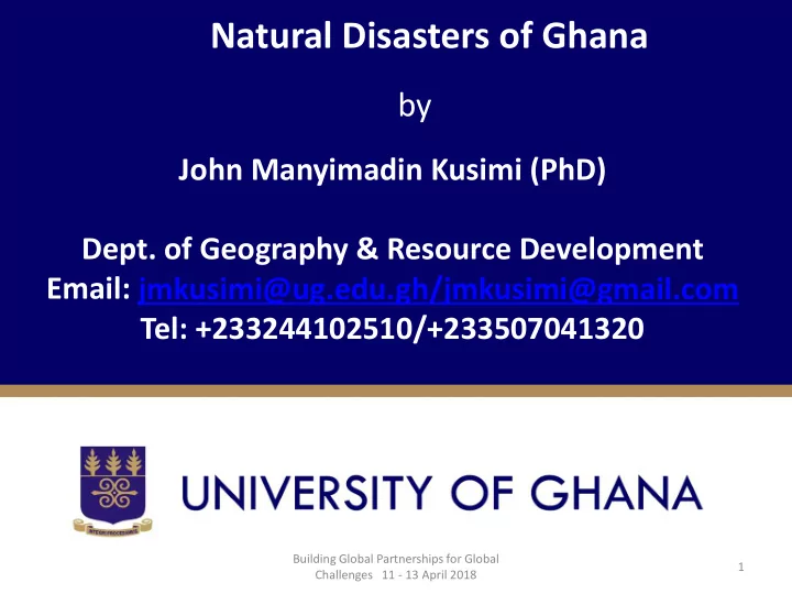 natural disasters of ghana