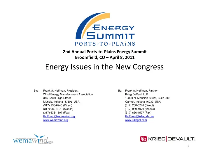 energy issues in the new congress gy g