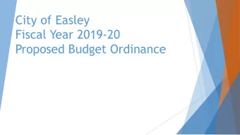 City of Easley  Fiscal Year 2019-20  Proposed Budget Ordinance  City of Easley  General Fund