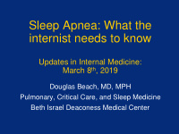 sleep apnea what the internist needs to know