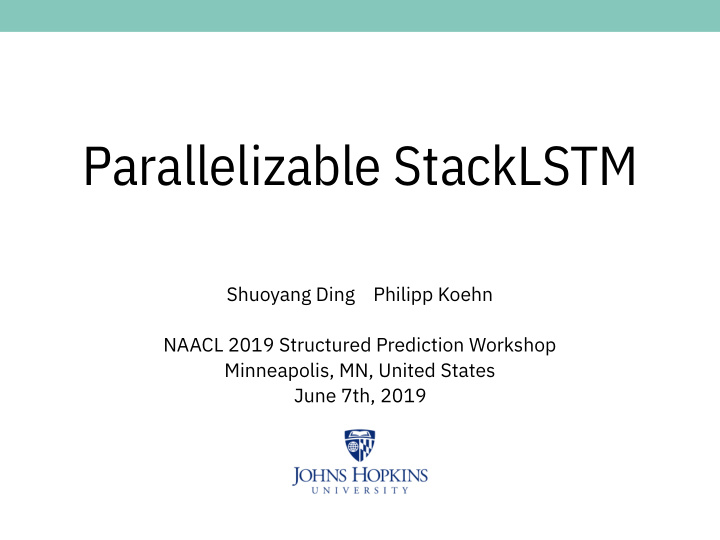 parallelizable stacklstm