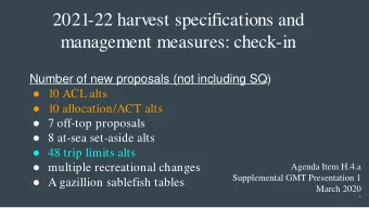 2021-22 harvest specifications and  management measures: check-in  Number of new proposals (not