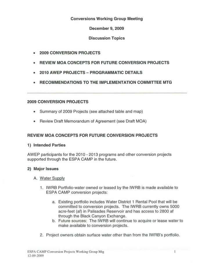 summary of 2009 projects see attached table and map