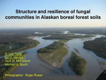 Structure and resilience of fungal  communities in Alaskan boreal forest soils  D. Lee Taylor  Ian