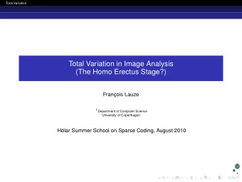 Total Variation in Image Analysis  (The Homo Erectus Stage?)  Franois Lauze  1Department of